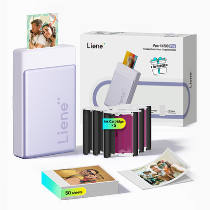 Liene Pearl N200 Pro 2*3'' Photo Printer-Purple + 50 Papers