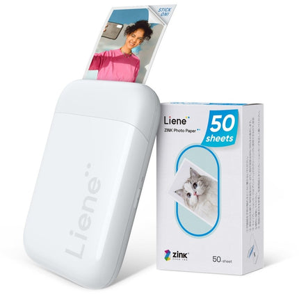 Liene Pearl 2*3'' Photo Printer-White (50 Zink Photo Papers)