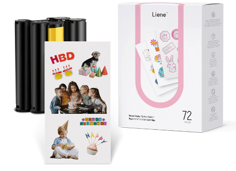 Liene Photo Sticker Cutter Paper 4*7'' - 72 Sheets & 1 Ink