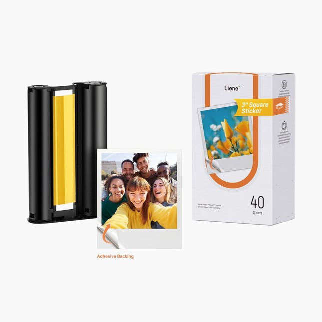 Liene Amber 3*3'' Square Sticky Photo Paper 40 Sheets+1 Ink